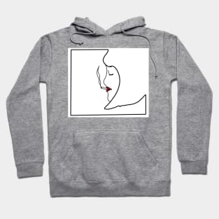 Minimalist Smoking Lady Line Art (White) Hoodie